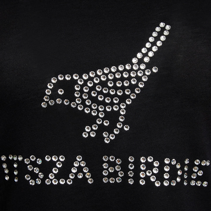 Itsza Birdie Little Bird made with the Highest quality Swarovski crystal stones Cotton Black T-shirt