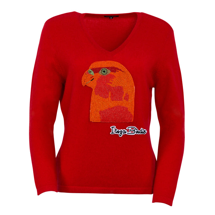 Red Lory V Neck Cashmere Sweater