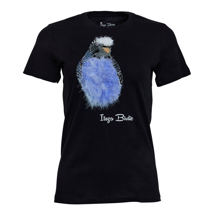 Itsza Birdie Blue Bird Cotton Black T-shirt