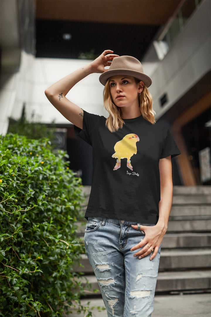 Yellow Parakeet on Rollerblades Itszabirdie Women's T-Shirt