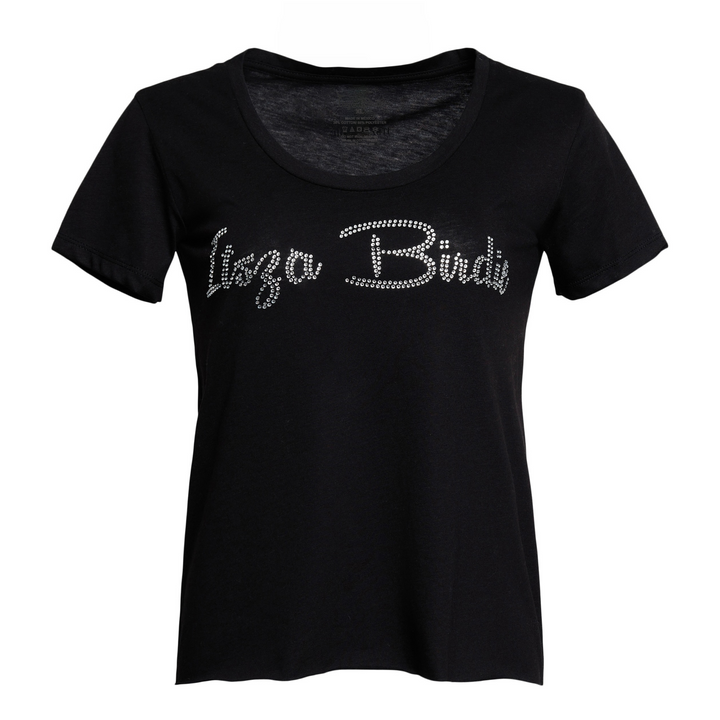 Itsza Birdie made with the Highest quality Swarovski crystal stones Cotton Black T-shirt